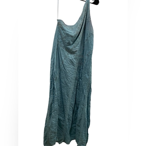 Free People Bella one shoulder Maxi dress teal full skirt - Picture 2 of 9